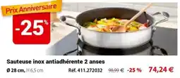 Mathon Sauteuse inox antiadhérente 2 anses offre