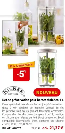 Mathon Kilner set de préservation pour herbes fraîches 1 l offre