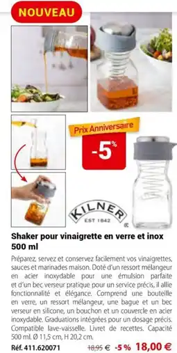 Mathon Shaker pour vinaigrette en verre et inox offre