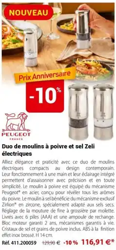 Mathon Zeli duo de moulin à poivre et sel offre