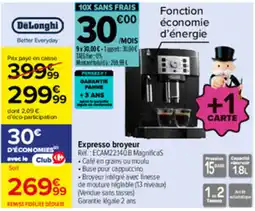 Carrefour DeLonghi Expresso broyeur offre