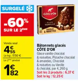 Carrefour CÔTE D'OR Bâtonnets glacés offre