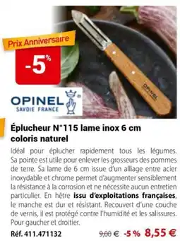 Mathon OPINEL Éplucheur N°115 lame inox 6 cm offre