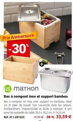 Mathon Mathon bac à compost inox et support bambou offre
