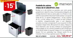 Mathon Poubelle de cuisine 3 bacs de tri selectif inox offre