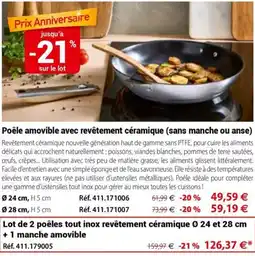 Mathon Poêle amovible avec revêtement céramique offre