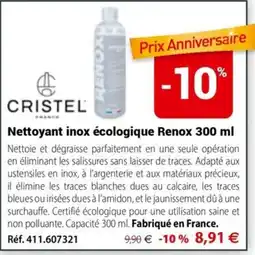 Mathon CRISTEL Nettoyant inox écologique Renox offre