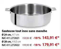 Mathon Sauteuse tout inox sans manche offre
