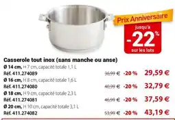 Mathon Casserole tout inox offre