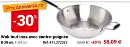 Mathon Wok tout inox avec contre-poignée offre