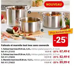 Mathon Faitouts et marmite tout inox sans couvercle offre