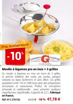 Mathon GUILLOUARD Moulin à légumes pro en inox offre