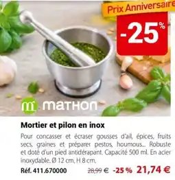 Mathon MATHON Mortier et pilon en inox offre