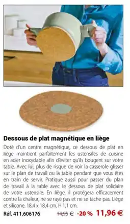 Mathon Dessous de plat magnétique en liège offre