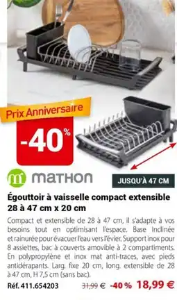 Mathon Mathon égouttoir à vaisselle compact extensible offre