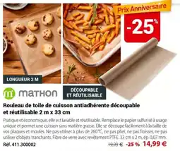 Mathon Mathon rouleau de toile de cuisson antiadhérente découpable et réutilisable offre