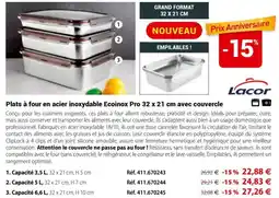 Mathon Lacor plate ba four en acier inoxydable ecoinox pro avec courvercle offre