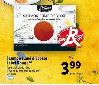 Lidl Saumon Fumé D'écosse Label Rouge Deluxe offre