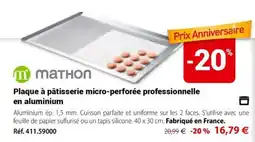 Mathon Mathon plaque à pâtisserie micro-perforée professionnelle en aluminium offre