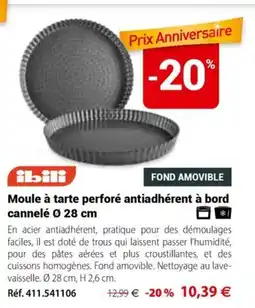 Mathon ibili Moule à tarte perforé antiadhérent à bord cannelé Ø 28 cm offre