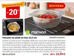 Mathon Passoire sur pieds en inox offre