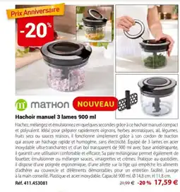 Mathon Mathon hachoir manuel 3 lames offre