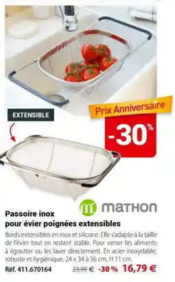 Mathon MATHON Passoire inox pour évier poignées extensibles offre