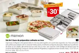 Mathon Mathon set de 5 bacs de préparation culinaire en inox offre