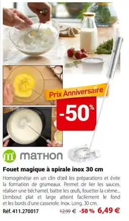 Mathon Mathon fouet magique à spirale inox 30 cm offre