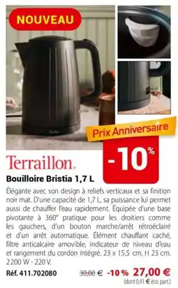 Mathon Terraillon Bouilloire Bristia 1,7 L offre