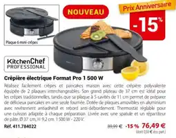 Mathon KitchenChef PROFESSIONAL Crêpière électrique Format Pro 1 500 W offre