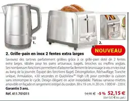 Mathon Grille-pain en inox 2 fentes extra larges offre