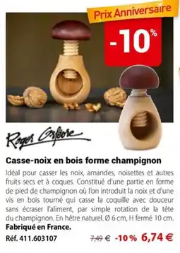 Mathon Roger Gisborne Casse-noix en bois forme champignon offre