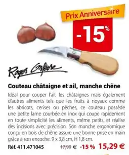 Mathon Roger Corfèvre Couteau châtaigne et ail, manche chêne offre