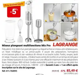 Mathon Lagrange mixeur plongeant multifonctions mix pro offre
