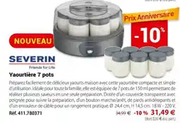 Mathon SEVERIN Yaourtière 7 pots offre