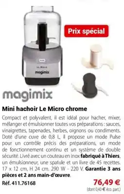 Mathon Magimix mini hachoir le micro chrome offre