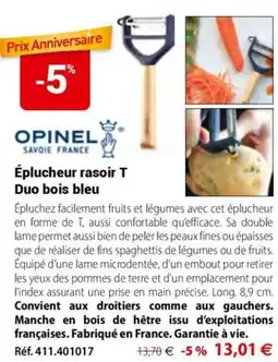 Mathon Opinel eplucheur rasoir t duo bois bleu offre