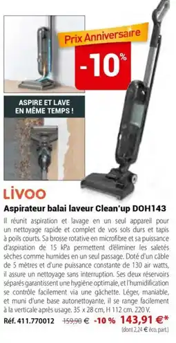 Mathon Livoo Aspirateur balai laveur Clean'up DOH143 offre