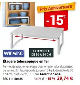 Mathon Wenko étagère télescopique en fer offre