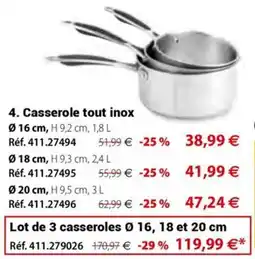 Mathon Casserole tout inox offre