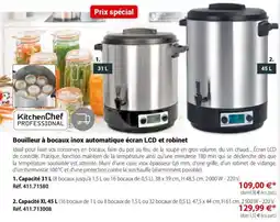 Mathon KitchenChef Bouilleur à bocaux inox automatique écran LCD et robinet offre