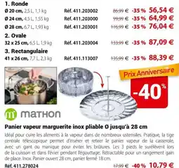 Mathon Panier vapeur marquerites pliable o jusqu'a offre