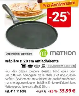 Mathon MATHON Crêpière Ø 28 cm antiadhérente offre