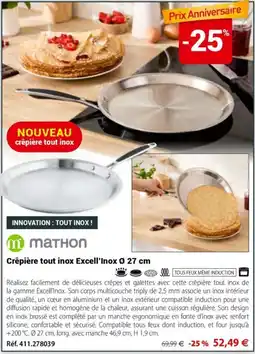 Mathon Mathon Crêpière tout inox Excell'Inox Ø 27 cm offre