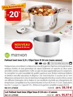 Mathon MATHON Faitout tout inox 5,9 L Clips'Inox Ø 24 cm offre