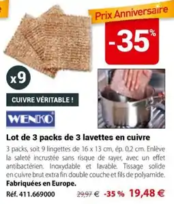 Mathon WENKO lavettes en cuivre offre