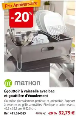 Mathon MATHON Égouttoir à vaisselle avec bac et gouttière d'écoulement offre