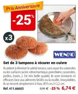 Mathon WENKO tampons à récurer en cuivre offre