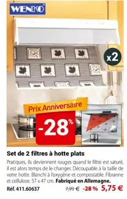 Mathon WENKO Set de 2 filtres à hotte plats offre